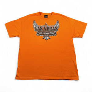 Harley Davidson Shirt Adult EXTRA LARGE Orange Las Vegas Nevada Motorcycles